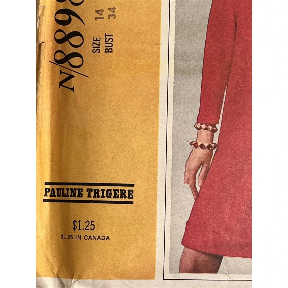 1967 Pauline Trigere McCalls N.Y. Designers Pattern Cut Complete Size 14 Bust 34